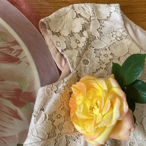 🌺 VINCE CAMUTO; Beautiful - Light Pink, Cap-Sleeved Lace Dress in Misses Size 2 - Picture 11 of 13